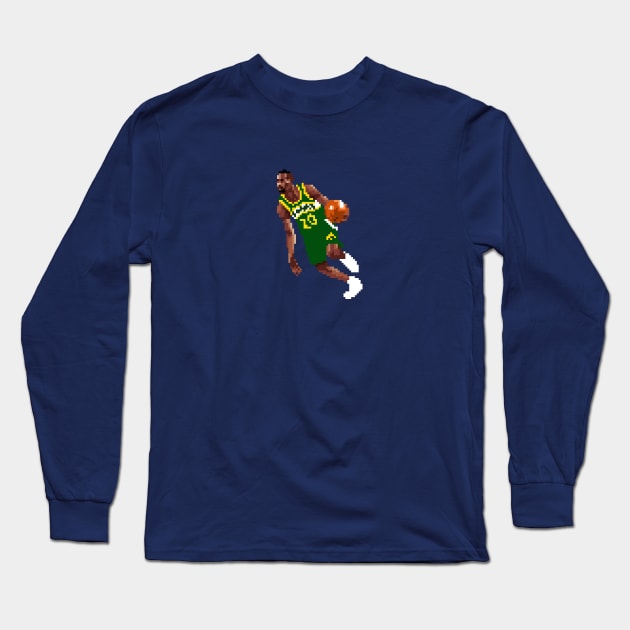 Gary Payton Pixel Dribble Long Sleeve T-Shirt by qiangdade